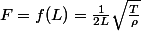 F=f(L)=\frac{1}{2L}\sqrt{\frac{T}{\rho}}