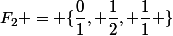 F_2 = \{\dfrac{0}{1}, \dfrac{1}{2}, \dfrac{1}{1} \}