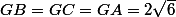 GB=GC=GA=2\sqrt{6}