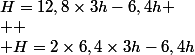 H=12,8\times3h-6,4h
 \\ 
 \\ H=2\times6,4\times3h-6,4h