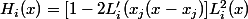 H_i(x)=[1-2L'_i(x_j(x-x_j)]L_i^2(x)