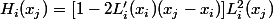 H_i(x_j)=[1-2L'_i(x_i)(x_j-x_i)]L_i^2(x_j)