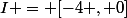 I = [-4 , 0]