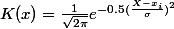 K(x)=\frac{1}{\sqrt{2\pi}}e^{-0.5(\frac{X-x_i}{\sigma})^2