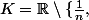 K=\R\setminus\{\frac1n,\;n\in\N^*\}
