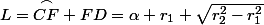 L=\overset{\frown}{CF}+FD=\alpha r_1+\sqrt{r_2^2-r_1^2}