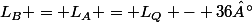 L_B = L_A = L_Q - 36°