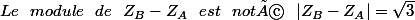 Le~~module~~de~~Z_B-Z_A~~est~~noté~~|Z_B-Z_A|=\sqrt{3}