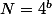 N=4^b