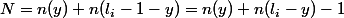 N=n(y)+n(l_i-1-y)=n(y)+n(l_i-y)-1