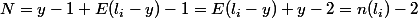 N=y-1+E(l_i-y)-1=E(l_i-y)+y-2=n(l_i)-2