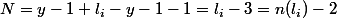 N=y-1+l_i-y-1-1=l_i-3=n(l_i)-2