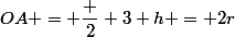 OA = \dfrac 2 3 h = 2r