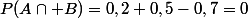 P(A\cap B)=0,2+0,5-0,7=0
