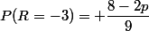 P(R=-3)= \dfrac{8-2p}{9}