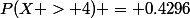 P(X > 4) = 0.4296