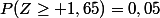 P(Z\geq 1,65)=0,05