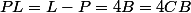 PL=L-P=4B=4CB