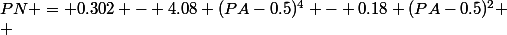 PN = 0.302 - 4.08 (PA-0.5)^4 - 0.18 (PA-0.5)^2 \\ 
