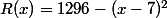 R(x)=1296-(x-7)^2