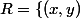 R=\{(x,y)\;|\;0\leqslant y\leqslant 1\}