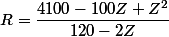 R=\dfrac{4100-100Z+Z^2}{120-2Z}