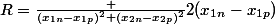 R=\frac {(x_{1n}-x_{1p})^2+(x_{2n}-x_{2p})^2}{2(x_{1n}-x_{1p})}