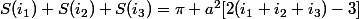 S(i_1)+S(i_2)+S(i_3)=\pi a^2[2(i_1+i_2+i_3)-3]