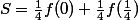 S=\frac{1}{4}f(0)+\frac{1}{4}f(\frac{1}{4})