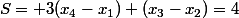 S= 3(x_4-x_1)+(x_3-x_2)=4