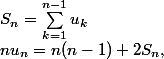 nu_n=n(n-1)+2S_n,\;S_n=\sum_{k=1}^{n-1}u_k