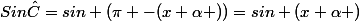 Sin\hat{C}=sin (\pi -(x+\alpha ))=sin (x+\alpha )