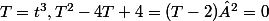 T=t^3,\ T^2-4T+4=(T-2)²=0