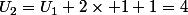 U_2=U_1+2\times 1+1=4