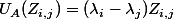 U_A(Z_{i,j})=(\lambda_i-\lambda_j)Z_{i,j}
