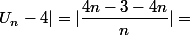 U_n-4|=|\dfrac{4n-3-4n}{n}|=