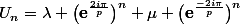 U_n=\lambda \bigl(\mathbf{e}^{\frac{2i\pi}{p}}\bigr)^n+\mu \bigl(\mathbf{e}^{\frac{-2i\pi}{p}}\bigr)^n
