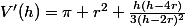 V'(h)=\pi r^2 \frac{h(h-4r)}{3(h-2r)^2}