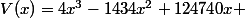 V(x)=4x^3-1434x^2+124740x 