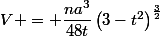 V = \dfrac{na^3}{48t}\left(3-t^2\right)^{\frac{3}{2}}