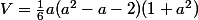 V=\frac{1}{6}a(a^2-a-2)(1+a^2)