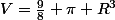 V=\frac{9}{8} \pi R^{3}