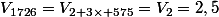 V_{1726}=V_{2+3\times 575}=V_2=2,5