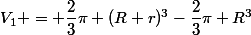 V_1 = \dfrac23\pi (R+r)^3-\dfrac23\pi R^3