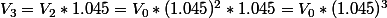 V_3=V_2*1.045=V_0*(1.045)^2*1.045=V_0*(1.045)^3