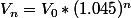 V_n=V_0*(1.045)^n