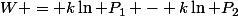 W = k\ln P_1 - k\ln P_2