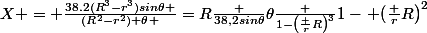 X = \frac{38.2(R^3-r^3)sin\theta }{(R^2-r^2) \theta }=R\frac {38,2sin\theta}{\theta}\frac {1-\left(\frac rR\right)^3}{1-\left (\frac rR\right)^2}