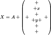 X=A \left( \begin{array}{c}
 \\ x\\
 \\ y \\
 \\ \end{array} \right)