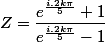 Z=\dfrac{e^\frac{i.2k\pi}{5}+1}{e^\frac{i.2k\pi}{5}-1}